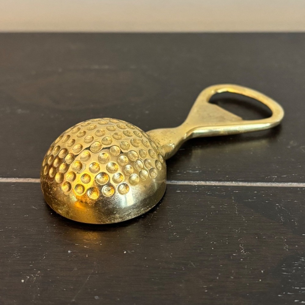Vintage | Solid Brass | Golf Ball Bottle Opener | 4 Inch